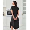 Ekouaer 3 Pack Long Nightgowns for Women Plus Size House Dress Short Sleeve Night Gown V Neck Casual Nightshirt M-5XL(Black/Blue Green/Purple Flowers)