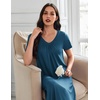 Ekouaer 3 Pack Long Nightgowns for Women Plus Size House Dress Short Sleeve Night Gown V Neck Casual Nightshirt M-5XL(Black/Blue Green/Purple Flowers)