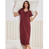 Ekouaer 3 Pack Long Nightgowns for Women Plus Size House Dress Short Sleeve Night Gown V Neck Casual Nightshirt M-5XL(Blue Green/Wine Red/Pink)