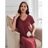 Ekouaer 3 Pack Long Nightgowns for Women Plus Size House Dress Short Sleeve Night Gown V Neck Casual Nightshirt M-5XL(Blue Green/Wine Red/Pink)