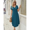 Ekouaer 3 Pack Long Nightgowns for Women Plus Size House Dress Short Sleeve Night Gown V Neck Casual Nightshirt M-5XL(Blue Green/Wine Red/Pink)
