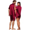 Ekouaer Couple Matching Pajamas Sets Silk Short Sleeve Button Down Sleepwear Satin Pjs Shorts Set Soft Loungewear S-XXL(Wine)