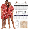Ekouaer Couple Matching Pajamas Sets Silk Short Sleeve Button Down Sleepwear Satin Pjs Shorts Set Soft Loungewear S-XXL(Xmas Red)