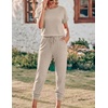 Ekouaer Jumpsuits for Women Dressy Summer Romper Ribbed Knit Casual Travel Outfits 2026 Vacation Beach Clothes(Coffee)
