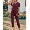 Ekouaer Jumpsuits for Women Dressy Summer Romper Ribbed Knit Casual Travel Outfits 2026 Vacation Beach Clothes(Wine Red)