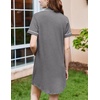 Ekouaer Nightgowns for Women Button Down Sleepshirt Short Sleeve Nightshirt Boyfriend Pajamas V Neck Nightdress S-XXXL(Mid Grey)