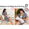 Ekouaer Nightgowns for Women Button Down Sleepshirt Short Sleeve Nightshirt Boyfriend Pajamas V Neck Nightdress S-XXXL(Mid Grey)