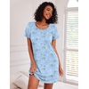 Ekouaer Nightgowns for Women Cotton Sleep Shirts Short Sleeve Nightshirt Crew Neck Night Gown Comfy Sleepwear Nightdress(Blue Flowers)
