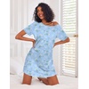 Ekouaer Nightgowns for Women Cotton Sleep Shirts Short Sleeve Nightshirt Crew Neck Night Gown Comfy Sleepwear Nightdress(Blue Flowers)