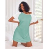 Ekouaer Nightgowns for Women Cotton Sleep Shirts Short Sleeve Nightshirt Crew Neck Night Gown Comfy Sleepwear Nightdress(Green)