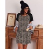 Ekouaer Nightgowns for Women Cotton Sleep Shirts Short Sleeve Nightshirt Crew Neck Night Gown Comfy Sleepwear Nightdress(Leopard Print)