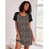Ekouaer Nightgowns for Women Cotton Sleep Shirts Short Sleeve Nightshirt Crew Neck Night Gown Comfy Sleepwear Nightdress(Leopard Print)