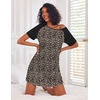 Ekouaer Nightgowns for Women Cotton Sleep Shirts Short Sleeve Nightshirt Crew Neck Night Gown Comfy Sleepwear Nightdress(Leopard Print)