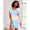 Ekouaer Nightgowns for Women Cotton Sleep Shirts Short Sleeve Nightshirt Crew Neck Night Gown Comfy Sleepwear Nightdress(Pink Tie Dye)