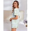 Ekouaer Pajama Set for Women Viscose from Bamboo Short Sleeve Tops and Shorts Set 2 Piece Lounge Set(Daisy Green)
