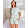 Ekouaer Pajama Set for Women Viscose from Bamboo Short Sleeve Tops and Shorts Set 2 Piece Lounge Set(Daisy Green)