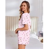 Ekouaer Pajama Set for Women Viscose from Bamboo Short Sleeve Tops and Shorts Set 2 Piece Lounge Set(Light Pink Cherry)