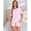 Ekouaer Pajama Set for Women Viscose from Bamboo Short Sleeve Tops and Shorts Set 2 Piece Lounge Set(Light Pink Cherry)