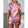 Ekouaer Silk Satin Pajama Set for Women Button Down Short Sleeve Top and Shorts Pjs Sets Sleepwear Gifts for Party S-5XL(Bright Floral Print)