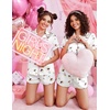 Ekouaer Silk Satin Pajama Set for Women Button Down Short Sleeve Top and Shorts Pjs Sets Sleepwear Gifts for Party S-5XL(Martini White)