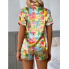 Ekouaer Silk Satin Pajama Set for Women Button Down Short Sleeve Top and Shorts Pjs Sets Sleepwear Gifts for Party S-5XL(Tropical Print)