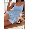 Ekouaer Womens Cami Pajama Set Sexy Tank Top and Shorts Set Sleeveless Racerback Pjs Summer Soft Sleepwear S-XXL(Blue Geometric Pattern)