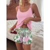Ekouaer Womens Cami Pajama Set Sexy Tank Top and Shorts Set Sleeveless Racerback Pjs Summer Soft Sleepwear S-XXL(Hawaii Coconut Tree)
