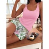 Ekouaer Womens Cami Pajama Set Sexy Tank Top and Shorts Set Sleeveless Racerback Pjs Summer Soft Sleepwear S-XXL(Hawaii Coconut Tree)