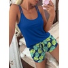 Ekouaer Womens Cami Pajama Set Sexy Tank Top and Shorts Set Sleeveless Racerback Pjs Summer Soft Sleepwear S-XXL(Hawaiian Blue Green Leaves)