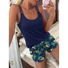 Ekouaer Womens Cami Pajama Set Sexy Tank Top and Shorts Set Sleeveless Racerback Pjs Summer Soft Sleepwear S-XXL(Navy Pineapple Coconut Tree Skateboard)