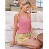Ekouaer Womens Cami Pajama Set Sexy Tank Top and Shorts Set Sleeveless Racerback Pjs Summer Soft Sleepwear S-XXL(Peach Pink Floral)