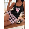 Ekouaer Womens Cami Pajama Set Sexy Tank Top and Shorts Set Sleeveless Racerback Pjs Summer Soft Sleepwear S-XXL(Pink Love Plaid)