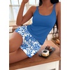 Ekouaer Womens Cami Pajama Set Sexy Tank Top and Shorts Set Sleeveless Racerback Pjs Summer Soft Sleepwear S-XXL(Royal Blue Plant)