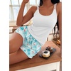 Ekouaer Womens Cami Pajama Set Sexy Tank Top and Shorts Set Sleeveless Racerback Pjs Summer Soft Sleepwear S-XXL(White Flamingo)