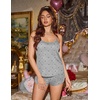 Ekouaer Womens Cami Pajama Sets Soft Shorts Lingerie Set Camisole 2 Piece Cami Shorts Pj Nightwear(Gray Bow)