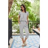 Ekouaer Women’s Capri Pajama Set Short Sleeve Mumu Pjs Pleated Top Capri Pants with Pockets Sleepwear Lounge Set(2 Pack-black/Light Grey)