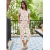 Ekouaer Women’s Capri Pajama Set Short Sleeve Mumu Pjs Pleated Top Capri Pants with Pockets Sleepwear Lounge Set(Apricot Flowers)