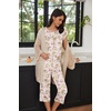 Ekouaer Women’s Capri Pajama Set Short Sleeve Mumu Pjs Pleated Top Capri Pants with Pockets Sleepwear Lounge Set(Apricot Flowers)