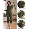 Ekouaer Women’s Capri Pajama Set Short Sleeve Mumu Pjs Pleated Top Capri Pants with Pockets Sleepwear Lounge Set(Army Green)