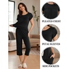 Ekouaer Women’s Capri Pajama Set Short Sleeve Mumu Pjs Pleated Top Capri Pants with Pockets Sleepwear Lounge Set(Black)