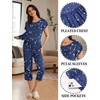 Ekouaer Women’s Capri Pajama Set Short Sleeve Mumu Pjs Pleated Top Capri Pants with Pockets Sleepwear Lounge Set(Blue Stars)