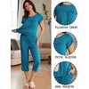 Ekouaer Women’s Capri Pajama Set Short Sleeve Mumu Pjs Pleated Top Capri Pants with Pockets Sleepwear Lounge Set(Lake Blue)