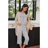 Ekouaer Women’s Capri Pajama Set Short Sleeve Mumu Pjs Pleated Top Capri Pants with Pockets Sleepwear Lounge Set(Light Grey)