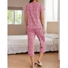Ekouaer Women’s Capri Pajama Set Short Sleeve Mumu Pjs Pleated Top Capri Pants with Pockets Sleepwear Lounge Set(Pink Leopard Print)