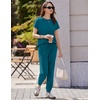 Ekouaer Womens Cotton Matching Lounge Sets Short Sleeve Top and Jogger Pants Set Fashion Casual Outfits(Blue Green)