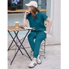 Ekouaer Womens Cotton Matching Lounge Sets Short Sleeve Top and Jogger Pants Set Fashion Casual Outfits(Blue Green)