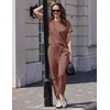Ekouaer Womens Cotton Matching Lounge Sets Short Sleeve Top and Jogger Pants Set Fashion Casual Outfits(Brown)