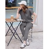 Ekouaer Womens Cotton Matching Lounge Sets Short Sleeve Top and Jogger Pants Set Fashion Casual Outfits(Dark Gray)
