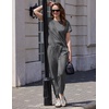 Ekouaer Womens Cotton Matching Lounge Sets Short Sleeve Top and Jogger Pants Set Fashion Casual Outfits(Dark Gray)