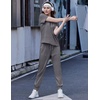 Ekouaer Womens Cotton Matching Lounge Sets Short Sleeve Top and Jogger Pants Set Fashion Casual Outfits(Dark Gray)